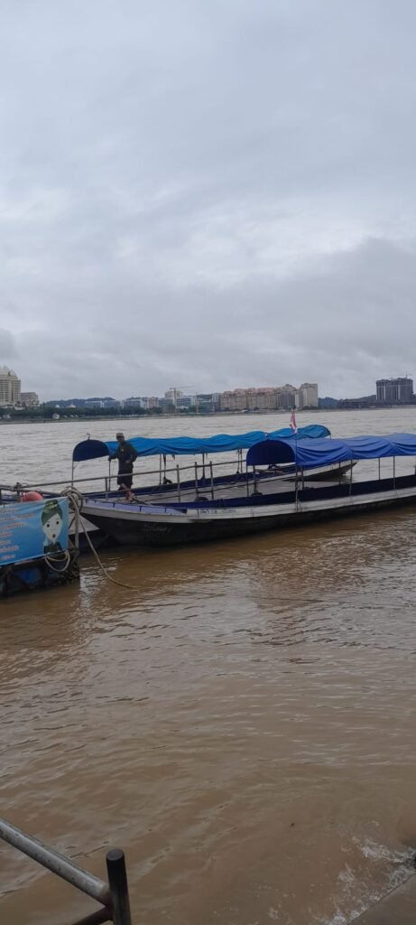 The Boat across the river from thailand to laos border